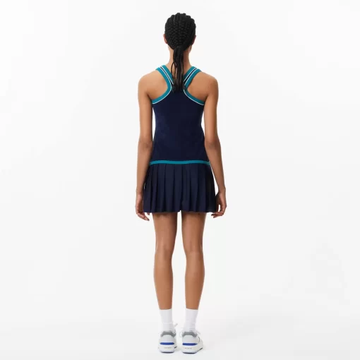 Lacoste Dresses & Skirts-Contrast Trim Pleated Skirt Terry Dress