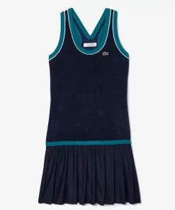 Lacoste Dresses & Skirts-Contrast Trim Pleated Skirt Terry Dress