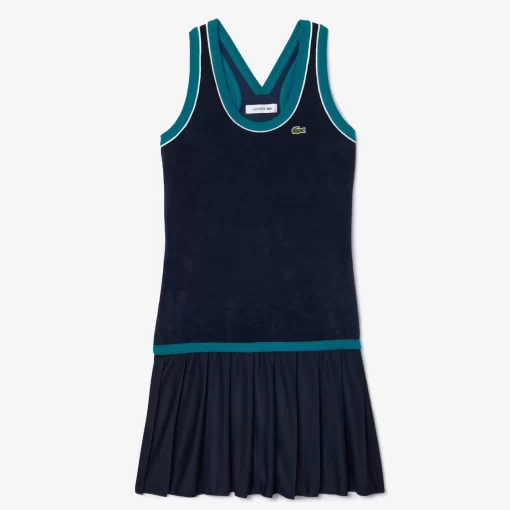 Lacoste Dresses & Skirts-Contrast Trim Pleated Skirt Terry Dress