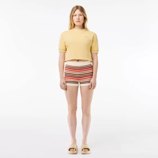 Lacoste Trousers & Shorts-Contrast Waist Striped Cotton Shorts