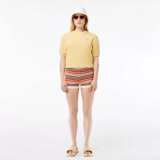 Lacoste Trousers & Shorts-Contrast Waist Striped Cotton Shorts