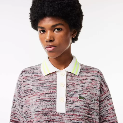 Lacoste Knitwear-Cotton And Alpaca Blend Polo Neck Sweater