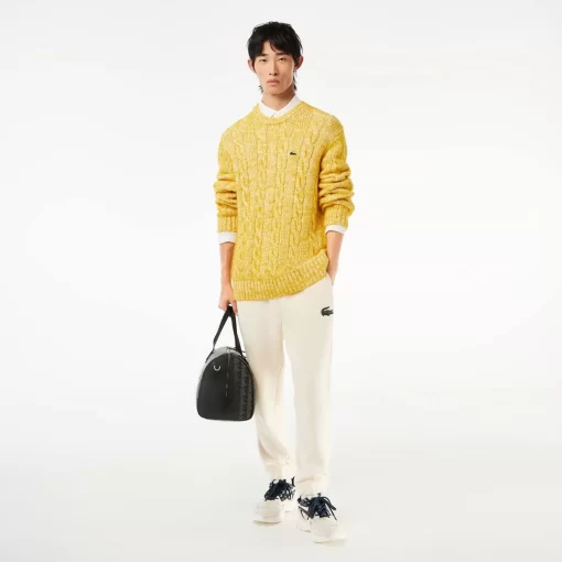 Lacoste Knitwear-Cotton And Mercerized Alpaca Cable Knit Sweater