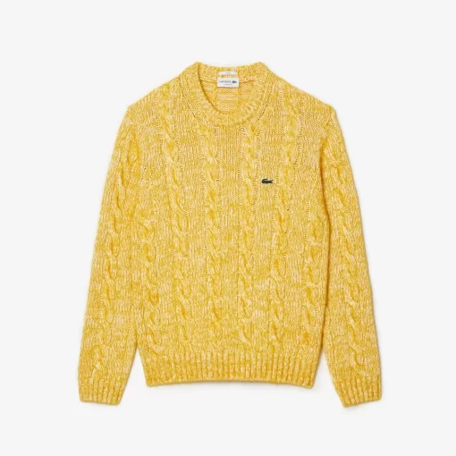 Lacoste Knitwear-Cotton And Mercerized Alpaca Cable Knit Sweater