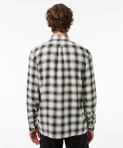 Lacoste Shirts-Cotton And Wool Blend Checked Flannel Shirt