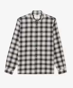 Lacoste Shirts-Cotton And Wool Blend Checked Flannel Shirt