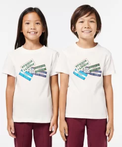 Lacoste Girl Clothing-Cotton Badge Print T-Shirt