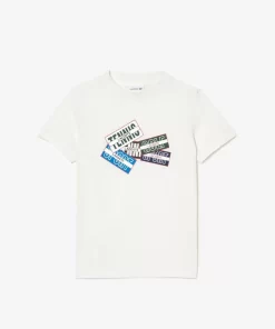 Lacoste Girl Clothing-Cotton Badge Print T-Shirt