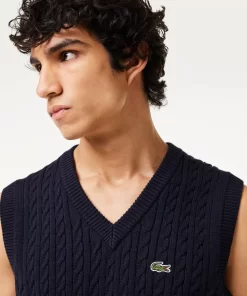 Lacoste Knitwear-Cotton Blend Cable Knit Sweater Vest