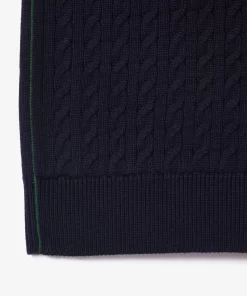 Lacoste Knitwear-Cotton Blend Cable Knit Sweater Vest