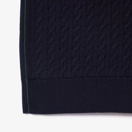 Lacoste Knitwear-Cotton Blend Cable Knit Sweater Vest