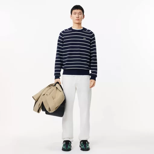 Lacoste Knitwear-Cotton Crew Neck Striped Sweater