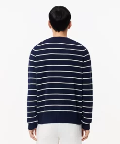 Lacoste Knitwear-Cotton Crew Neck Striped Sweater