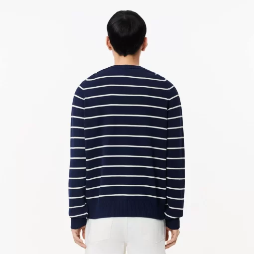 Lacoste Knitwear-Cotton Crew Neck Striped Sweater