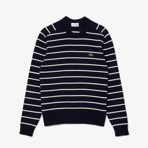 Lacoste Knitwear-Cotton Crew Neck Striped Sweater