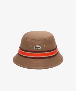 Lacoste Caps & Hats-Cotton Gabardine Contrast Stripe Bucket Hat