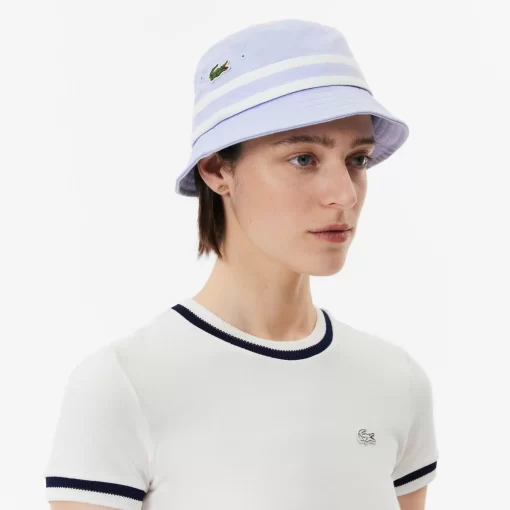 Lacoste Caps & Hats-Cotton Gabardine Contrast Stripe Bucket Hat