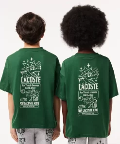 Lacoste Girl Clothing-Cotton Jersey Branded T-Shirt