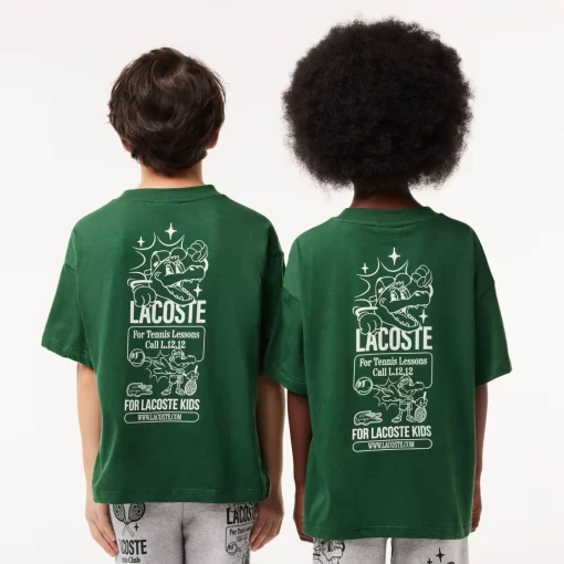 Lacoste Girl Clothing-Cotton Jersey Branded T-Shirt