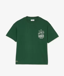 Lacoste Girl Clothing-Cotton Jersey Branded T-Shirt