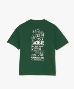 Lacoste Girl Clothing-Cotton Jersey Branded T-Shirt