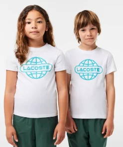 Lacoste Girl Clothing-Cotton Jersey Planet Print T-Shirt