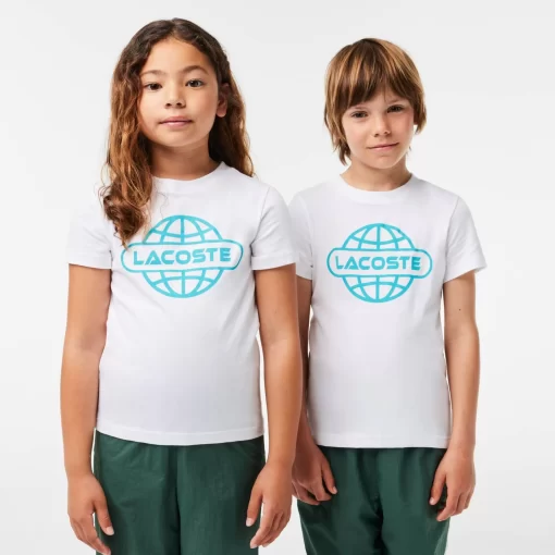 Lacoste Girl Clothing-Cotton Jersey Planet Print T-Shirt