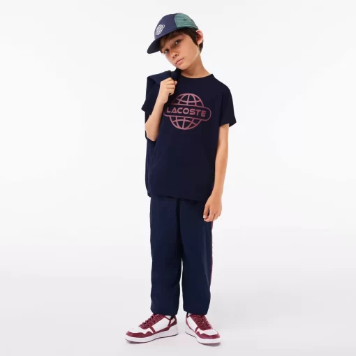 Lacoste Girl Clothing-Cotton Jersey Planet Print T-Shirt