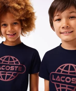 Lacoste Girl Clothing-Cotton Jersey Planet Print T-Shirt