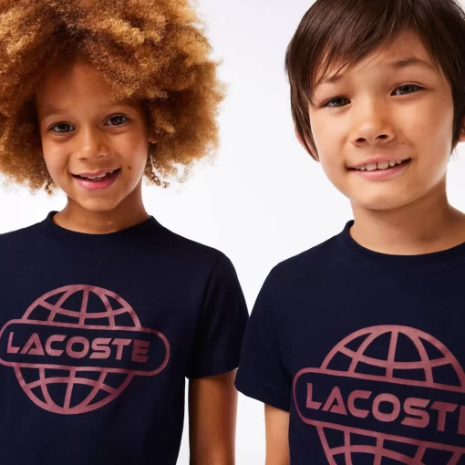 Lacoste Girl Clothing-Cotton Jersey Planet Print T-Shirt