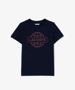 Lacoste Girl Clothing-Cotton Jersey Planet Print T-Shirt