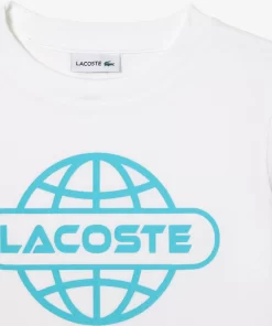 Lacoste Girl Clothing-Cotton Jersey Planet Print T-Shirt