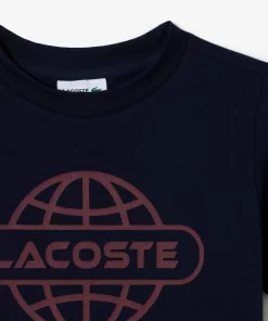 Lacoste Girl Clothing-Cotton Jersey Planet Print T-Shirt