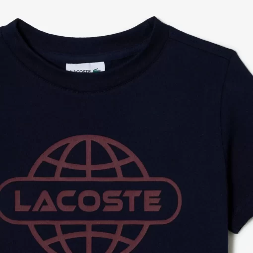 Lacoste Girl Clothing-Cotton Jersey Planet Print T-Shirt