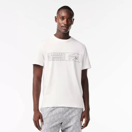 Lacoste Underwear & Lounge Wear-Cotton Jersey Printed Lounge T-Shirt