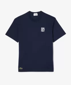 Lacoste T-Shirts-Cotton Pique Effect Slogan Back T-Shirt