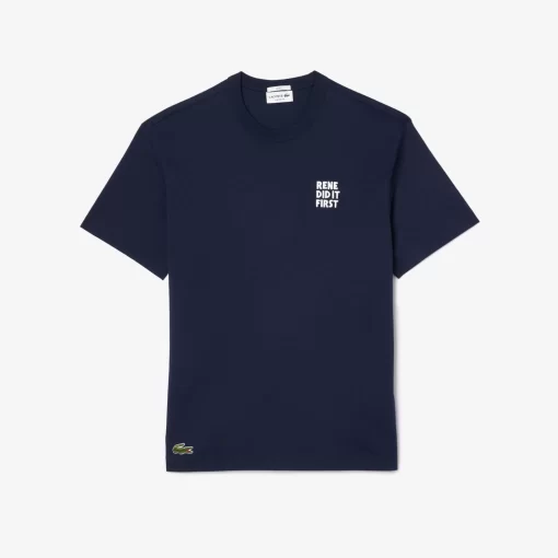 Lacoste T-Shirts-Cotton Pique Effect Slogan Back T-Shirt