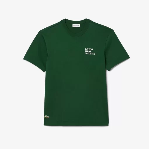 Lacoste T-Shirts-Cotton Pique Effect Slogan Back T-Shirt