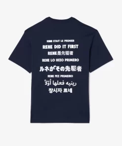 Lacoste T-Shirts-Cotton Pique Effect Slogan Back T-Shirt