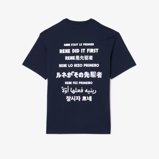 Lacoste T-Shirts-Cotton Pique Effect Slogan Back T-Shirt