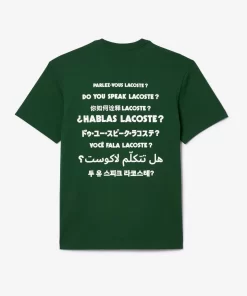 Lacoste T-Shirts-Cotton Pique Effect Slogan Back T-Shirt