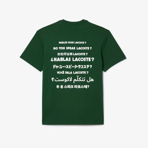 Lacoste T-Shirts-Cotton Pique Effect Slogan Back T-Shirt