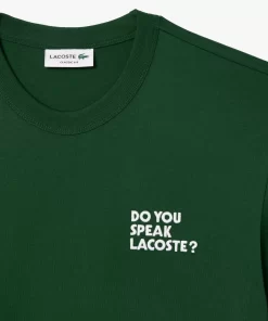 Lacoste T-Shirts-Cotton Pique Effect Slogan Back T-Shirt