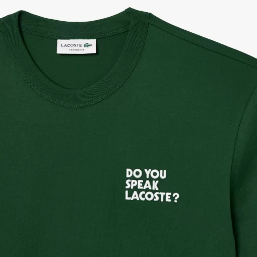 Lacoste T-Shirts-Cotton Pique Effect Slogan Back T-Shirt