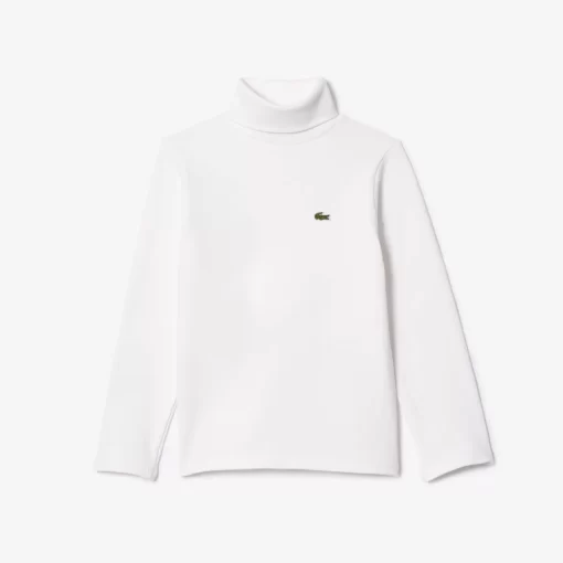 Lacoste Girl Clothing-Cotton Roll Neck Long Sleeved T-Shirt