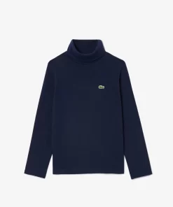 Lacoste Girl Clothing-Cotton Roll Neck Long Sleeved T-Shirt