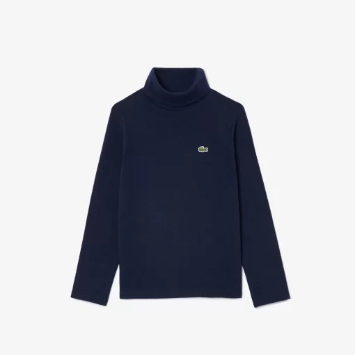 Lacoste Girl Clothing-Cotton Roll Neck Long Sleeved T-Shirt