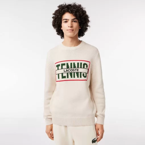 Lacoste Knitwear-Cotton Sweater With Contrasting Jacquard Pattern