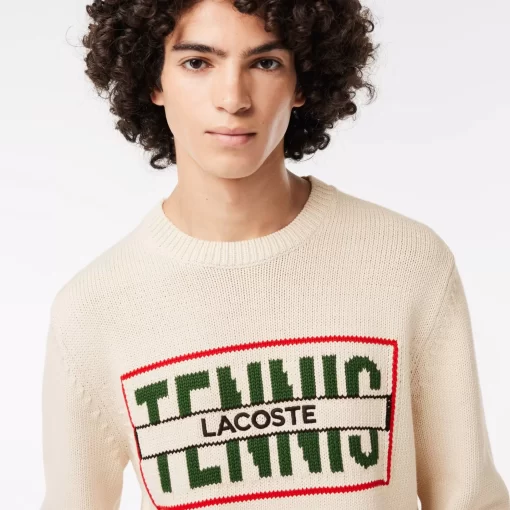 Lacoste Knitwear-Cotton Sweater With Contrasting Jacquard Pattern