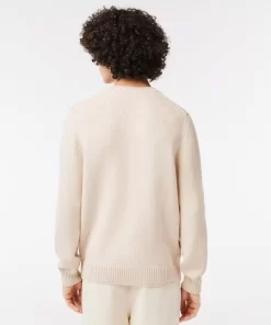 Lacoste Knitwear-Cotton Sweater With Contrasting Jacquard Pattern